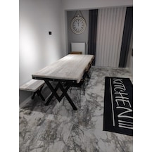 Deryawood Masif Ahşap Doğal Ağaç Mutfak Masası 60 x 120 CM Ceviz V Ayak