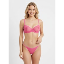 Bonbon Kadın Tül Transparan Balenli Sütyen Ve Transparan String Külot 2'li Takım Bb2277 Leopar