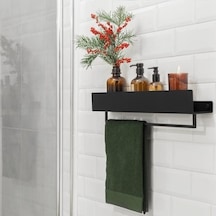 Havluluk Banyo Düzenleyici Metal Duvara Monte Havluluk Siyah