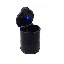 Carub Universal Kül Tablası Kapaklı Led Işıklı Kokusuz Küllük Siyah