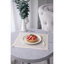 El İşlemesi Köşeleri İnci Detaylı Sunum Peçetesi 25x25 Cm 2 Adet Kırık Beyaz Köşe İncili