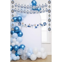 Sünnet Kutlama Seti 3lü Banner Ve Balon Zincir Set Mavi