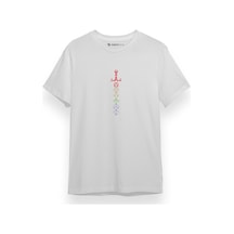 Dungeons And Dragons Rainbow Dice Sword Beyaz Kısa Kol Erkek Tshirt 001