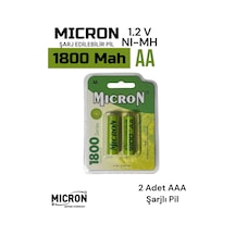 Aa Sıze 1800 Mah Ni-mh Şarjlı Pil Micron 2 Adet 1800 Mah Gerçek Kapasite