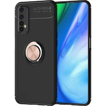 Newface Realme 7 Kılıf Range Yüzüklü Silikon - Siyah-gold