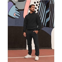 Unisex Kapüşonlu Ikili Eşofman Takımı Siyah2-7031