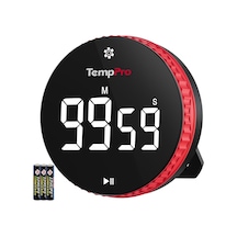 Temppro Tm04 99 Saat Kapasiteli Çevirmeli Dijital Mutfak Ve Ders Zamanlayıcısı, Geniş Led Ekranlı Mıknatıslı Kr