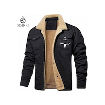 Kışlık Yeni Gençlik Gündelik Baskılı Erkek Ceketi Siyah