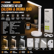 3 Kademeli 40 Led Çalışma Okuma Işığı Şarjlı Dokunmatik Çalışma Masa Lambası Diğer