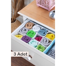 3 Adet Home 12 Bölmeli Çekmece İçi Düzenleyici Organizer Beyaz/mavi