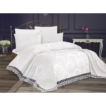 Fransız Dantelli Kure Yatak Örtüsü Krem