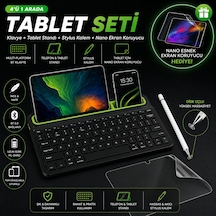Samsung Galaxy Tab A 8'' Sm-t290 Uyumlu Set Standlı Bluetooth Klavye Stylus Kalem Ekran Koruyucu