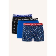 Defacto Regular Fıt Uzay Baskılı 3lü Boxer E9500ax26aunv30 Lacivert-nv30