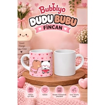 Bubblyo Dudu Bubu Sevimli Fincan Kupa Seti Çiftlere Özel Tatlı Tasarım Hediye Kupa Pembe Pembe