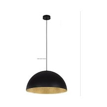 Metal Sarkıt Avize Siyah İçi Altın Rustik Retro Tekli Avize 40 Cm Siyah