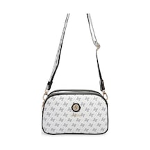 Silver & Polo Silver Polo Beyaz - Siyah Monogram Kadın Çapraz Çanta Sp745