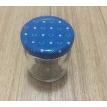 40 Cc Cam Kavanoz - 10 Adet - Mavi Kalpli Kapak.Mutfak.