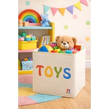 Toys Desenli Kapaksız Dolap Içi Çamaşır Oyuncak Düzenleyici Katlanır Saklama Kutusu 30x30x30