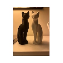 2'li Set Modern Kedi Biblo, 22 Cm Siyah Beyaz Dekoratif Kedi Figürü, Pinterest Obje