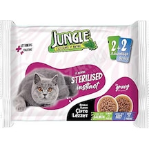 2 Adet Jungle Çift Lezzet Pouch Kısırlaştırılmış Kedi Maması Somon - Biftek 100 Gr