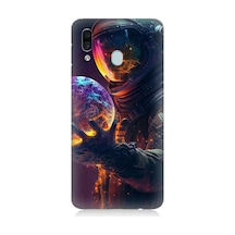 Samsung Galaxy A20 Uyumlu Astranot Ve Gezegen Desenli Silikon Kılıf