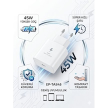 Yeni Nesil 45w Süper Hızlı Şarj Adaptörü Type-c Tüm Telefonlara Uyumlu + Dayanıklı Kablo Beyaz
