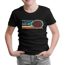 Tenis - Raket Yatay Siyah Çocuk Tshirt
