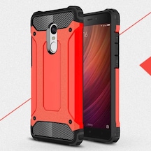 Kilifone - Xiaomi Redmi Note 4x Uyumlu - Kılıf Çift Katman Koruyucu Crash Military Tank Kılıf - Kırmızı Kırmızı