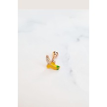 Tekli Ithal Banana Gümüş Piercing Küpe-5951 Gümüş