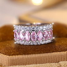 Sarı Parlak Pembe Kristal Taş Zirkon Alyans Kadınlar İçin Moda Düğün Parti Takı Hediye 6 Sarı