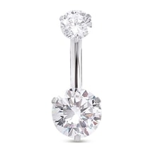 Zirkon Taş Göbek Piercing Gümüş