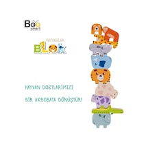 4 Adet Bee Smart Doğal Ahşap Hayvan Blokları Eğitici Denge Oyunu