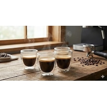 Needd Çift Katmanlı Espresso Cam Bardak Seti 4'lü 80 Ml Borosilikat Cam, Isı Yalıtımlı Double Wall Tasarım Espresso, Ristretto Ve Macchiato İçin Şeffaf Kahve Bardağı Aeropress