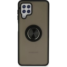 Newface Samsung Galaxy A22 Kılıf Montreal Yüzüklü Silikon Kapak - Siyah