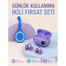Kablosuz Kulaklık Ve Mavi Çanta Charm Saat İkili Set Taşınabilir Günlük Kullanım Diğer