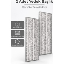 2 Adet Sprey Mop Yedek Başlık - 32x12 Cm Yıkanabilir Mikrofiber Temizlik Pedi