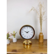 Gold Metal Retro Masa Saati 25 20 Cm Çok Renkli