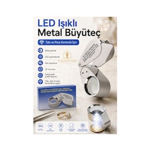 Kalemhane Tamirciler İçin 40x 25mm Led Işıklı Metal Kuyumcu Büyüteci Katlanabilir Takı Saat Para Kontrol Lup