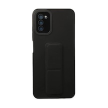 Samsung Uyumlu Galaxy A03s Uyumlu Kılıf Mega Standlı Silikon - Siyah