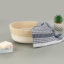 Living Boho Style Sepet - Beyaz / Bej - 25x20x10 Cm Çok Renkli