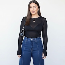 Koza Butik Kadın Büyük Beden Uzun Kollu Kayık Yaka Transparan Viskon Bluz 2037-26 Siyah Koza Butik Kadın Büyük Beden Uzun Kollu Kayık Yaka Transparan Viskon Bluz 2037-26 Siyah
