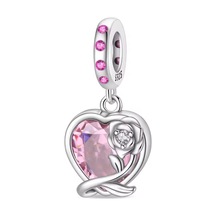 Fubena Gül Kalpli Sevda Sallantılı Gümüş Charm