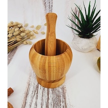 El Yapımı Ahşap Ağaç Havan Sarımsak Döveceği Bambu 12 Lik