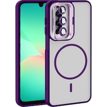 Galaxy Uyumlu A17 Kılıf Standlı Ve Kamera Lens Ardx Etro Kapak - Derin Mor Derin Mor