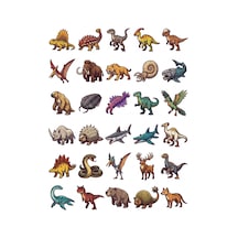 30 Adet Anime Dinozor Canavar Sticker Seti - Laptop, Kılıf Ve Defter İçin Çok Renkli