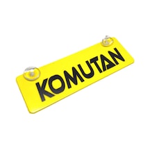 Komutan Yazılı Sarı Dekor Plaka Vantuzlu Cam Süsü 22x7.5cm Kmt2