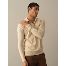 Xint Bej Regular Fit Dik Yaka Pamuklu Kazak 801662 Bej Melanj