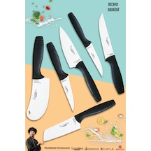 Eco Serisi Mutfak Bıçak Seti Et Ekmek Salata Pizza Bıçağı 6lı Set Siyah