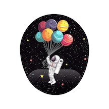 Astronot Uzay Ve Gezegenler Bilek Destekli Mouse Pad Çok Renkli