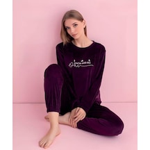 Pijamerry Kadın Kışlık Bisiklet Yaka Kadife Pijama Takımı 3040m - 1 Adet Mor